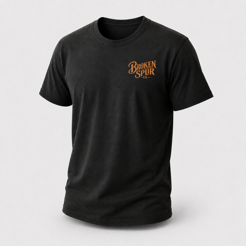 Finish What You Start Work Ethic T-shirt featuring a ranch hand closing the last gate at dusk