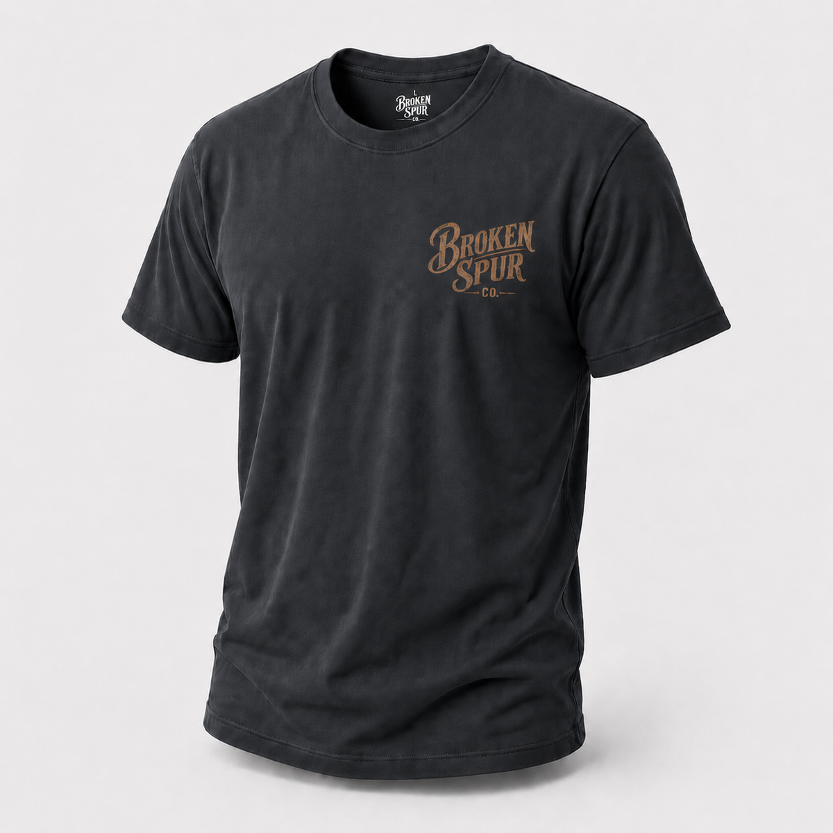 Dark Heather Gray Earn It Western Skull T-shirt, front view featuring a weathered Western skull badge and Watch Learn Earn It