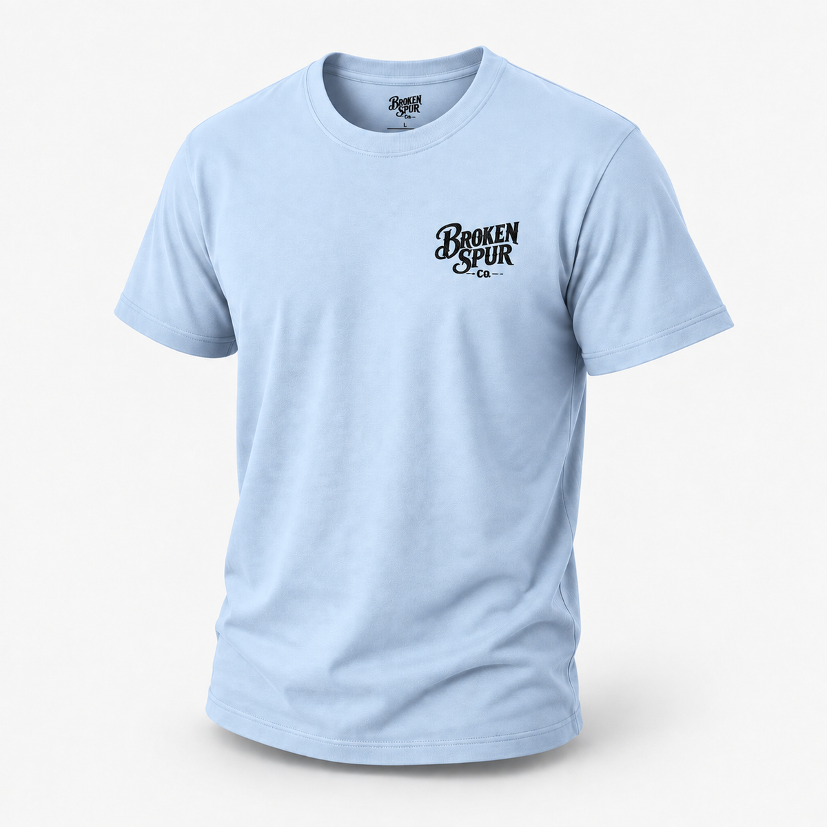 Light Blue Just Ride Western Rodeo T-shirt featuring the Just Ride No Quit rodeo design