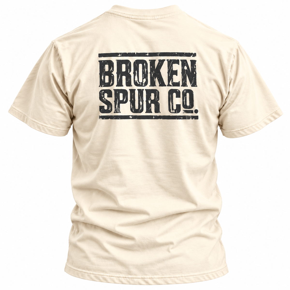Natural Ruled Letterpress T-shirt, back view featuring the ruled Broken Spur letterpress wordmark