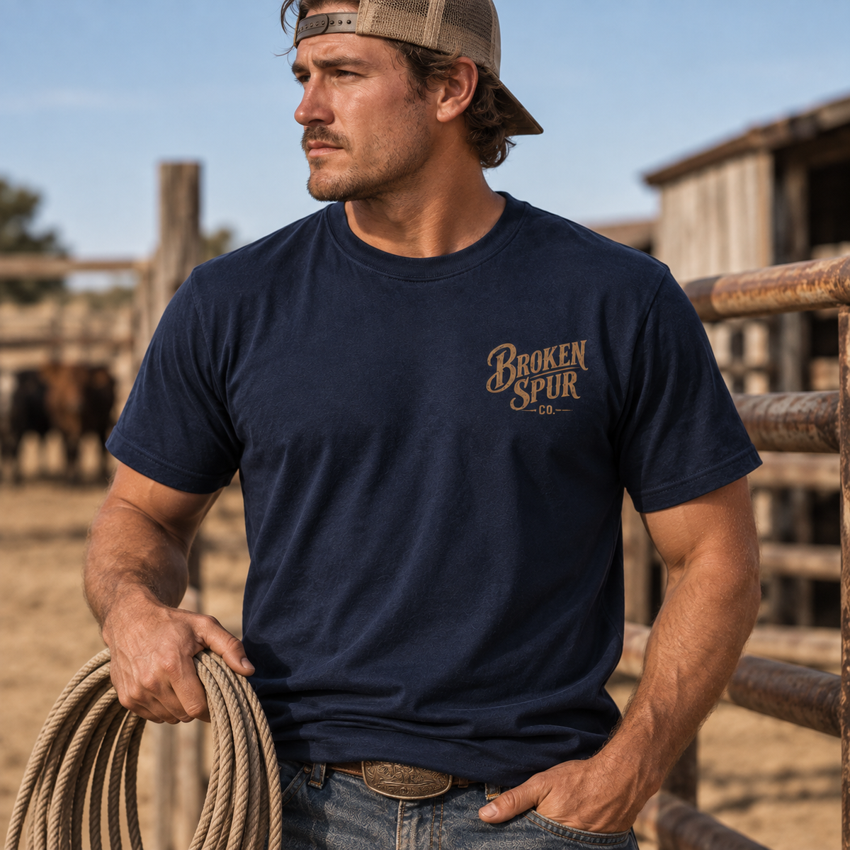 Earn It Western Skull T-shirt, front view featuring a weathered Western skull badge and Watch Learn Earn It message