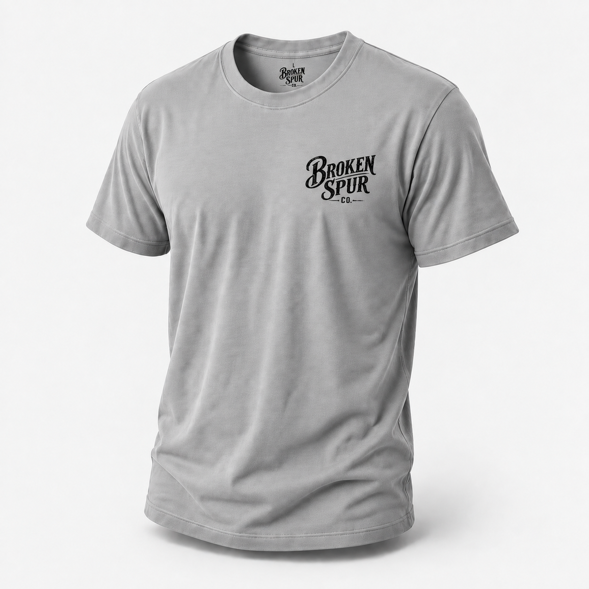 Sport Grey The Famous 8 Bull Riding T-shirt, front view featuring a bull rider chasing rodeo's famous eight seconds